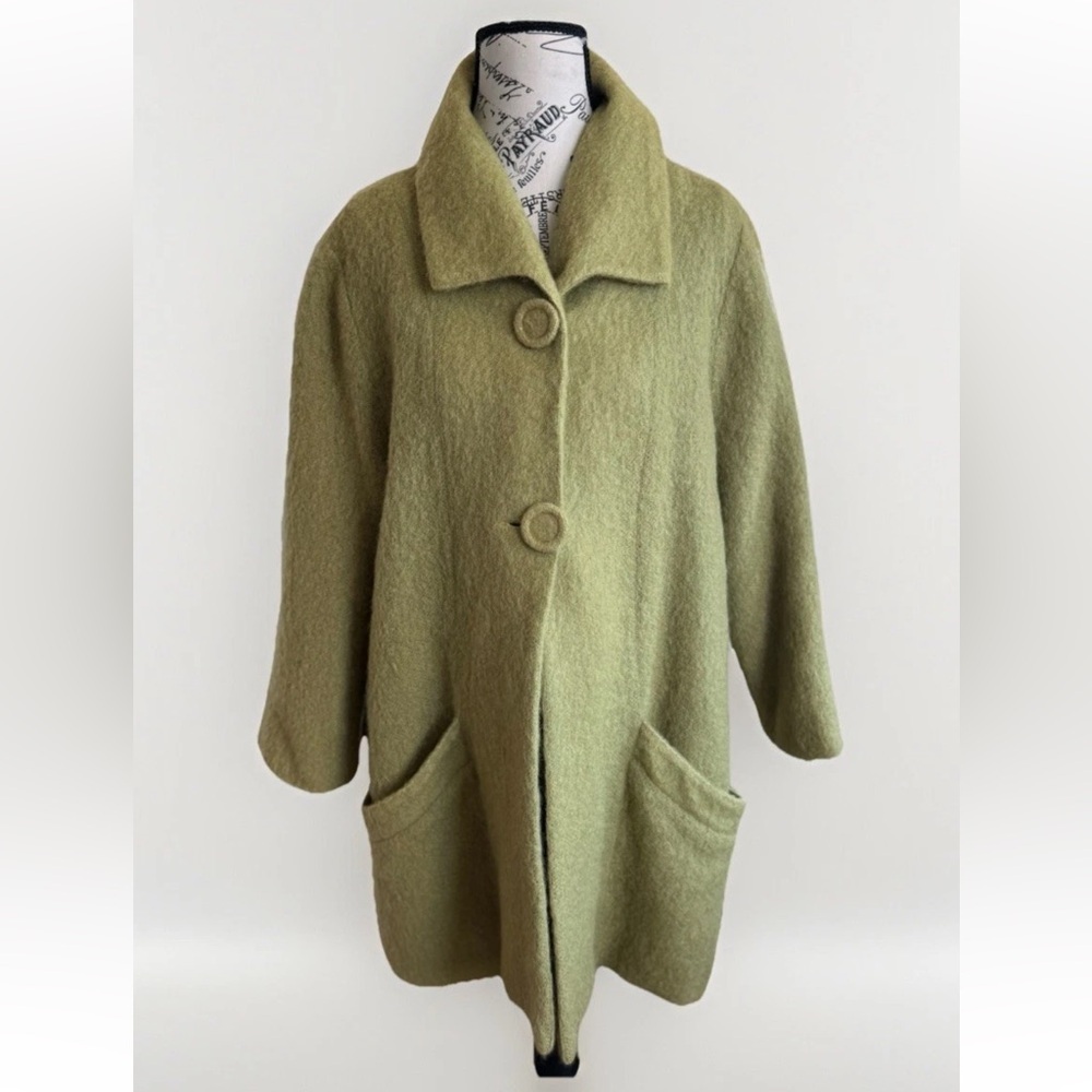 vintage 90s y2k Riki avocado green wool button down coat womens size m
